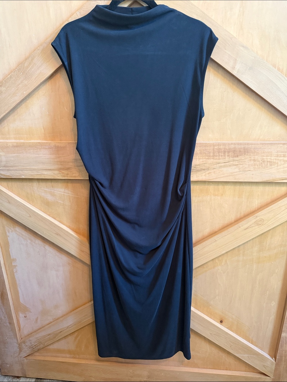Old Navy Black Midi Draped Sleeveless Dress